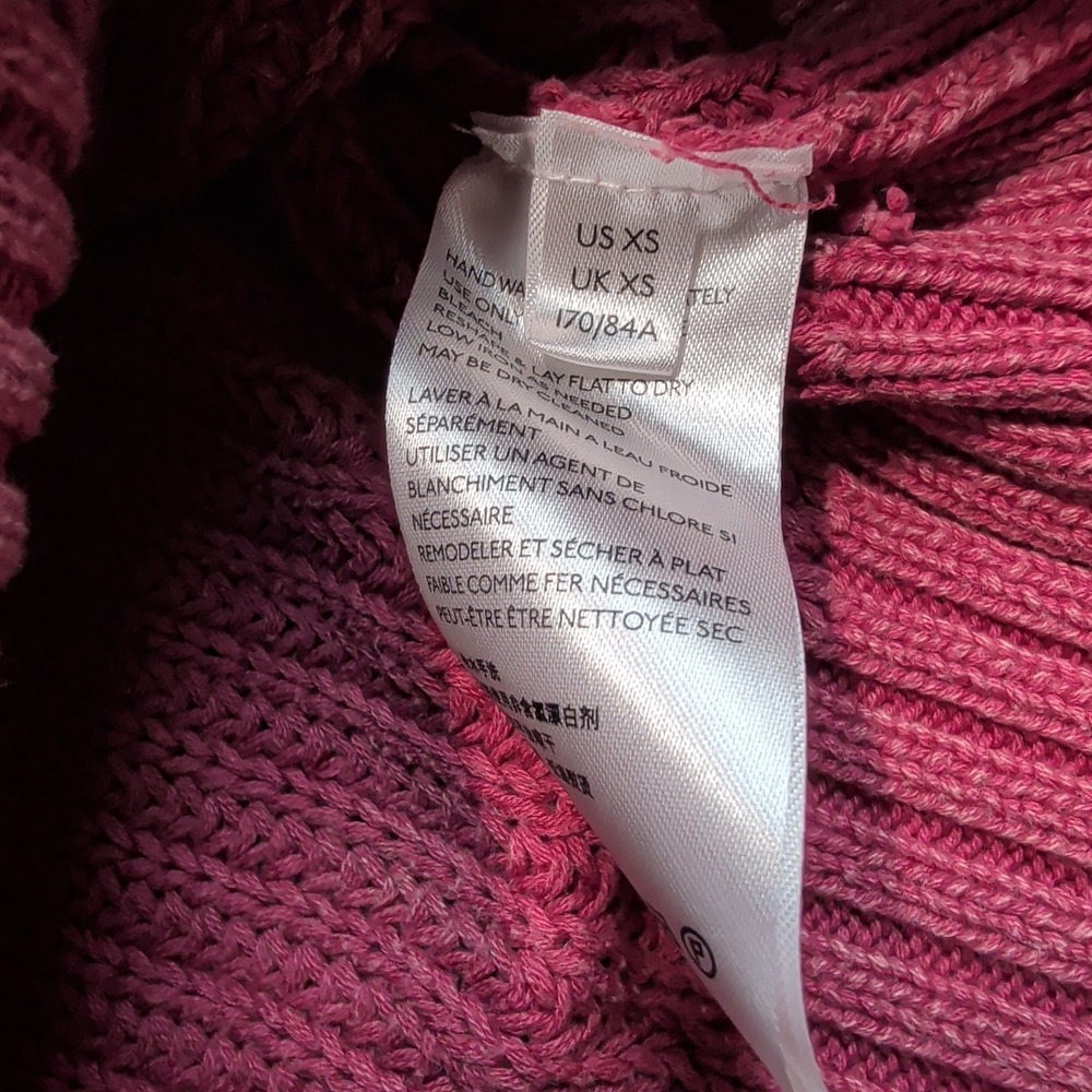 Free‎ People Boho Cold Shoulder V-Neck Sweater XS Pink Cotton Ribbed Chunky Knit - Picture 5 of 10